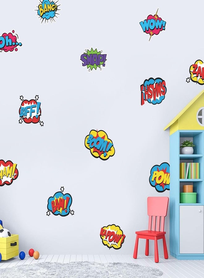 iinuu Superhero Comic Words Wall Decals - 12 Pack Action Sound Effects Stickers Peel and Stick Vinyl, Waterproof & Durable, Perfect for Kids' Room, Playroom, Nursery, Game Room, or Office Decor (1) - Image 4